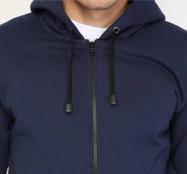 Jaket Sweater Polos Pria Wanita Hoodie ZIPPER Navy/Biru Dongker Murah