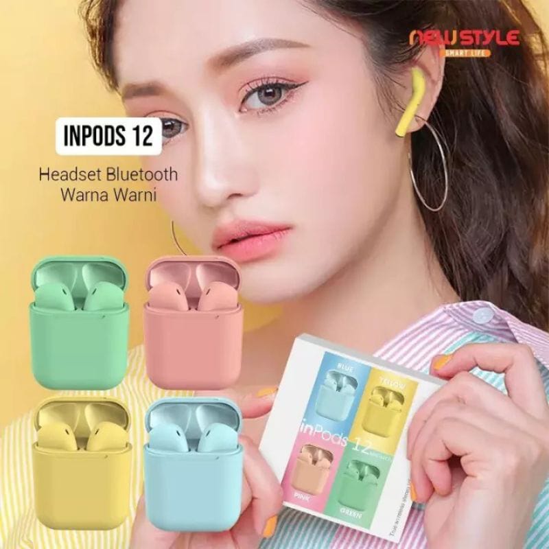 [SO] Hf Handsfree Headset Bluetooth i12 Wireless Kwalitas Bagus