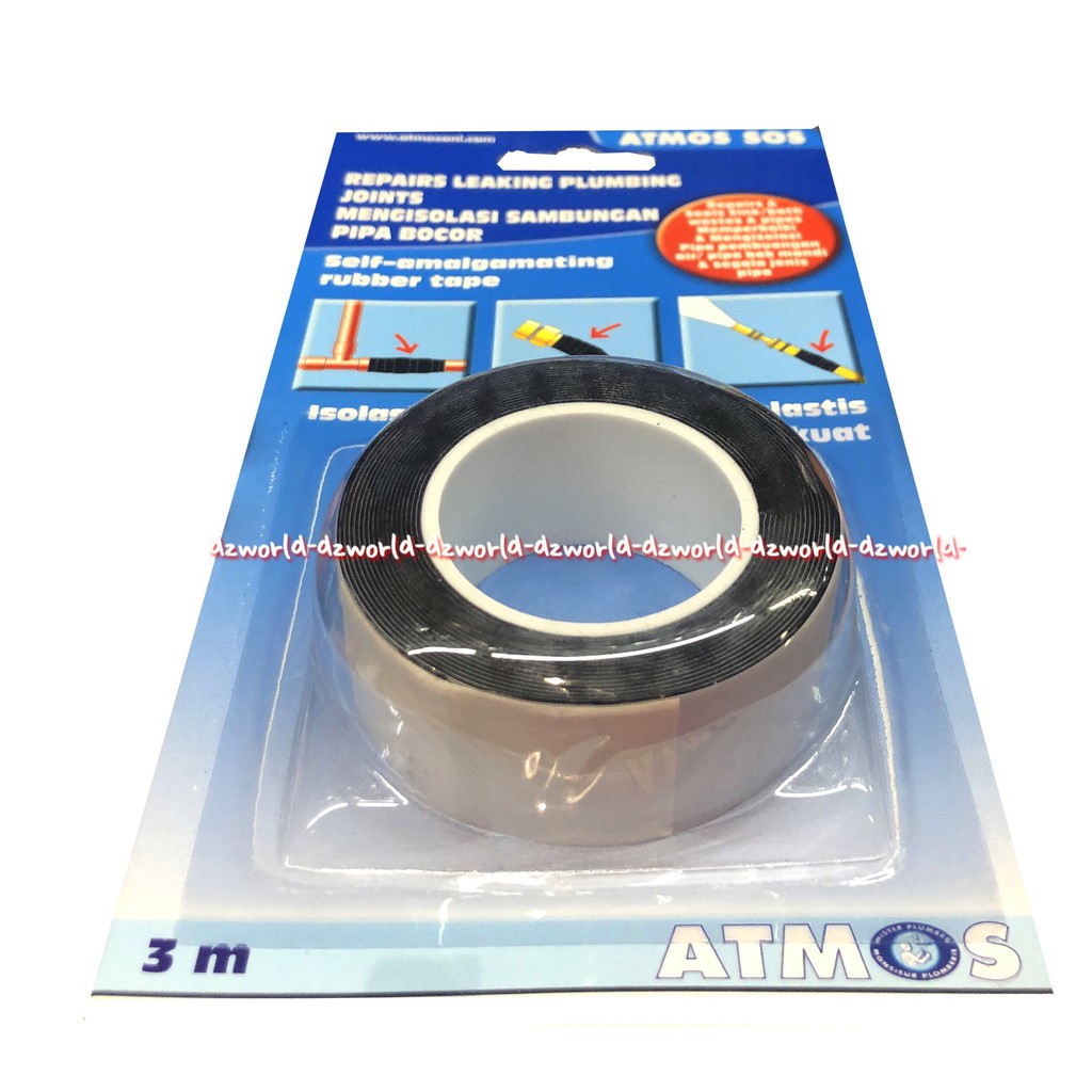 Atmos Sos Repair Leaking Plumbing Joints 3m Isolasi Sambungan Pipa Bocor Black Hitam 3 meter Pipe Penambal Bocor Perekat Pada Pipa Selang Kran Air Pelampung