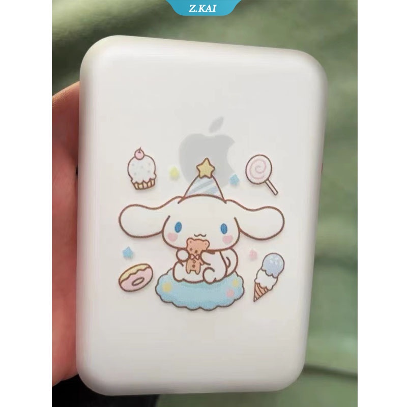 Case Baterai Eksternal Bahan Silikon Transparan Motif Kartun Cinnamon Dog Untuk Apple MagSafe