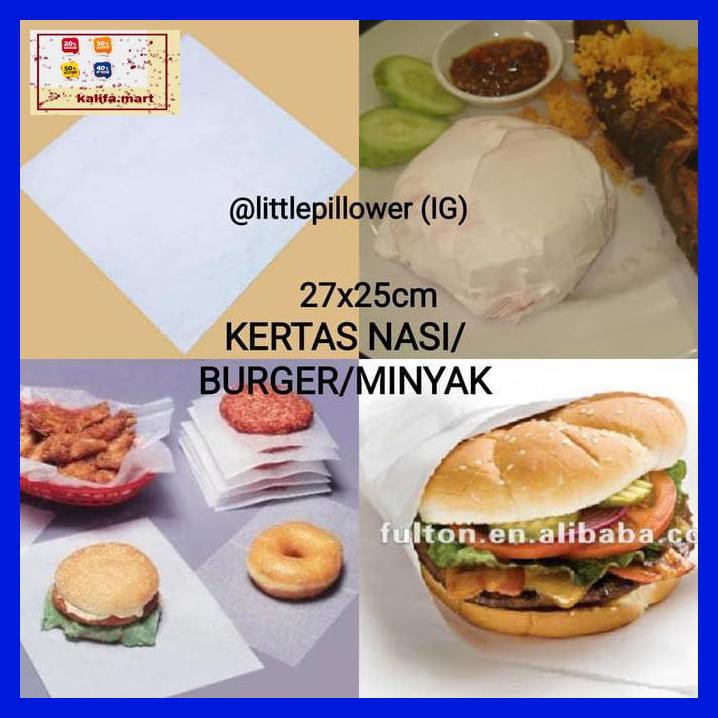 

Reyh6R- (Isi 100Lembar) Kertas Nasi Kfc/Burger/ Kertas Minyak/Kertas Bungkus 5Eat79-