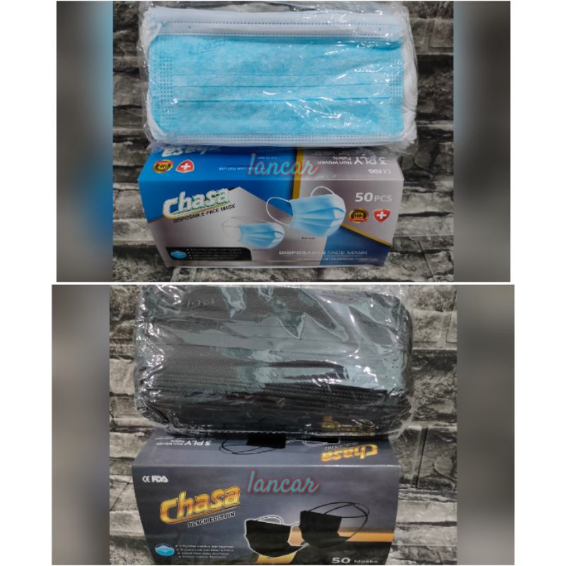 MASKER 3PLY EARLOOP CHASA EMBOS ISI 50 PCS