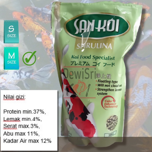 Pakan SAN KOI SPIRULINA untuk memperbaiki Warna Koi