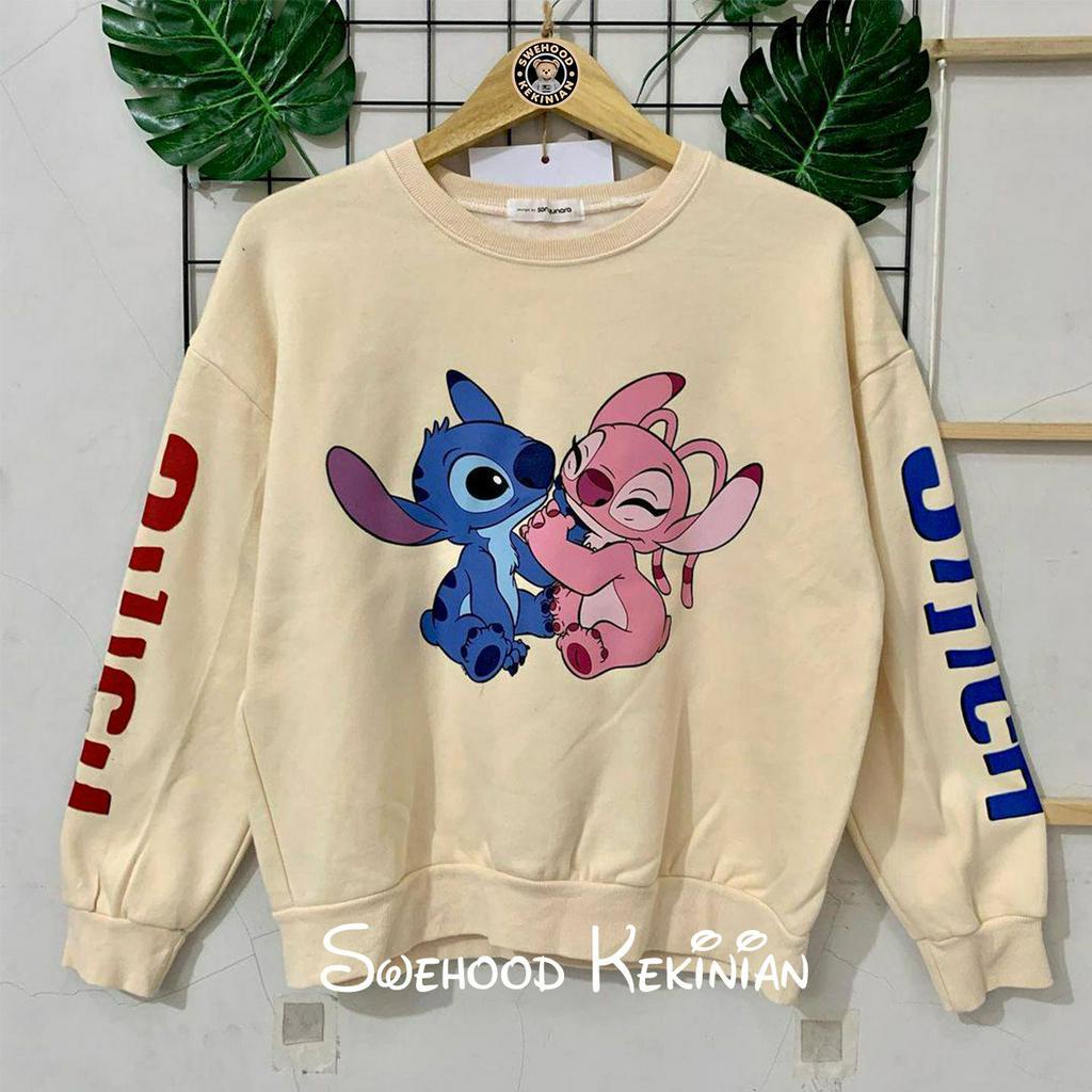 STITCH MY LOVE GEMOY LD 120 PREMIUM Sweatshirt Sweater Crewnek Wanita Kekinian Fashion Outfit Ootd Korean Style Cewek Sweter Krunek Baju Atasan Cewe Remaja Lucu Model Terbaru Bahan Fleece Tebal