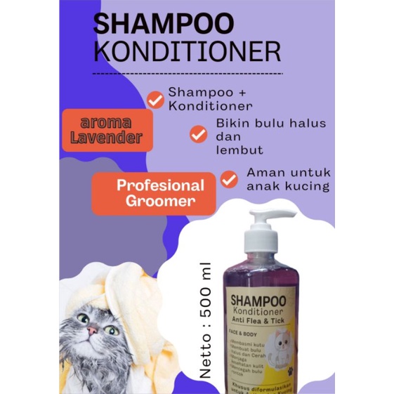 Shampoo conditioner 2in 1/anti kutu/anti jamur/anti bakteri/anti rontok khusus anjing &amp; kucing