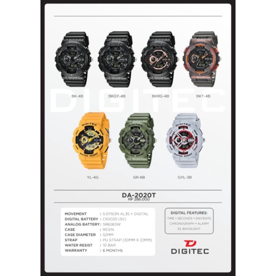 DIGITEC DA 2020 / DG 2020 / DA 2020 original jam tangan pria Digitec 2020