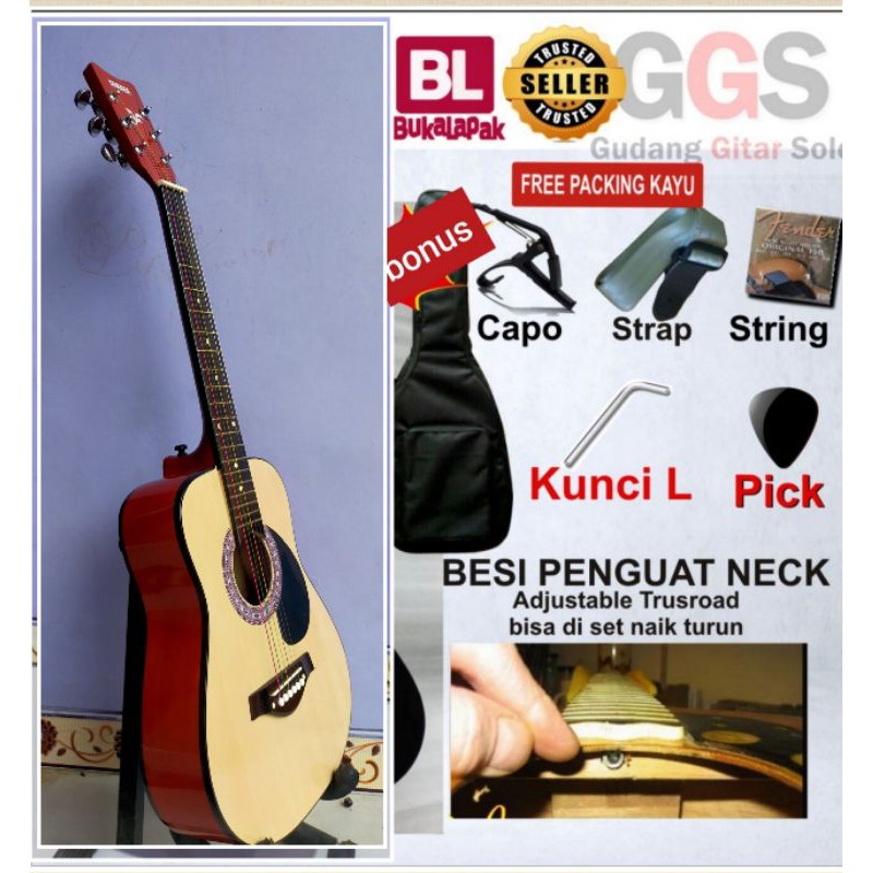 Gitar Akustik 3/4 tanem besi rangka silang