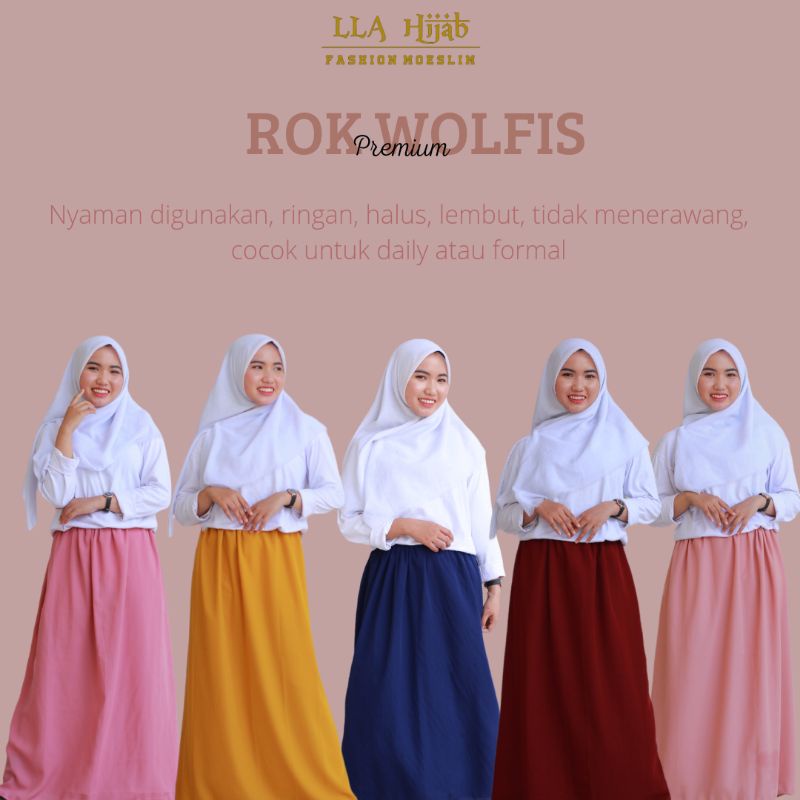 LLA HIJAB - Rok panjang/rok polos/rok wolfis premium/rok panjang polos