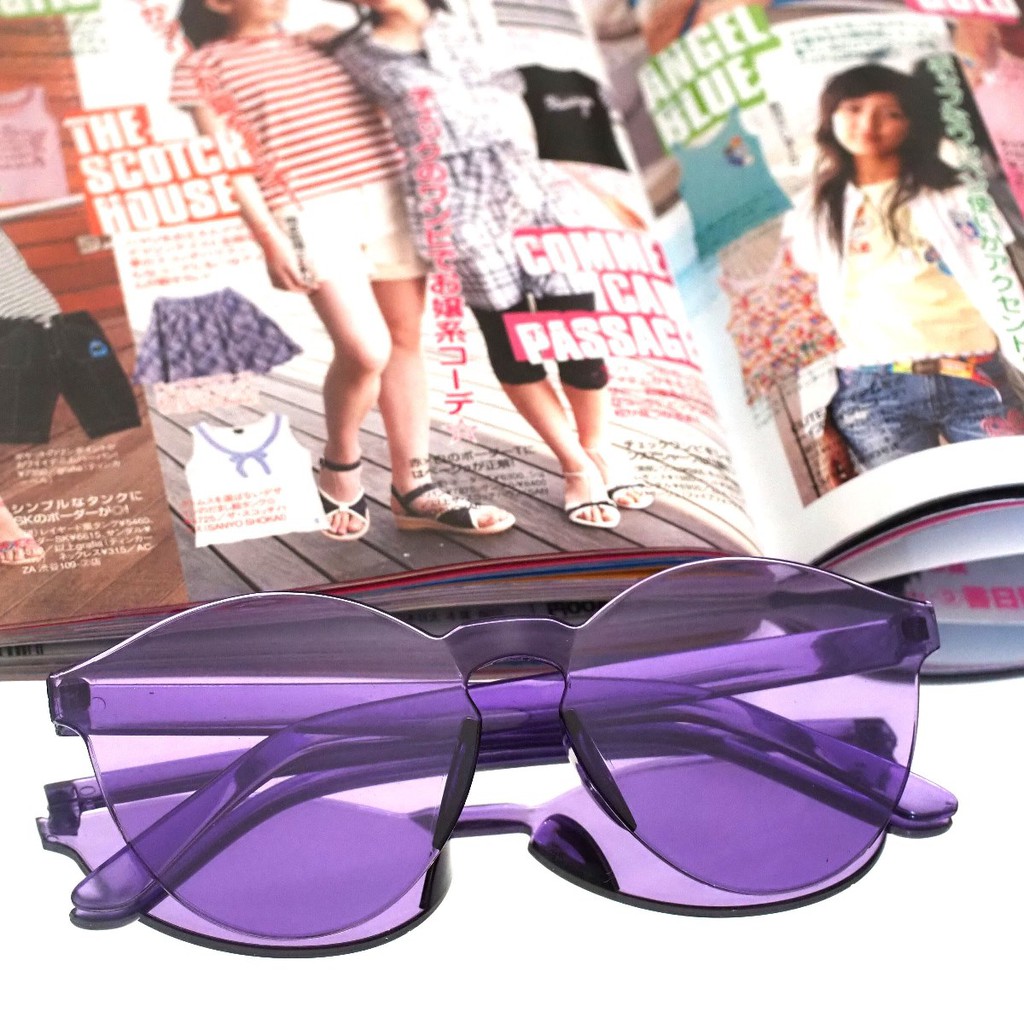Kacamata Jelly Pria Wanita Kacamata Fashion Murah / Kaca Mata Candy Sunglasses Korea Warna Warni-14. Purple