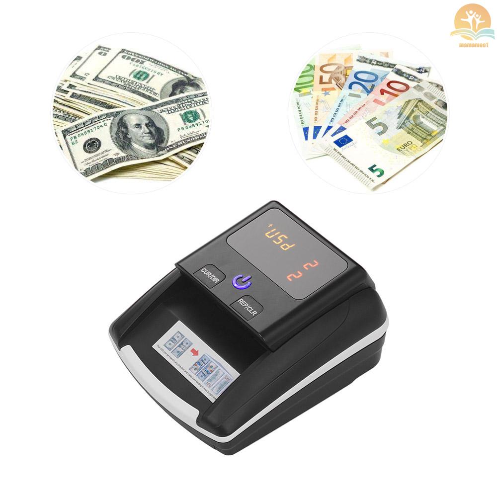 Portable Small Banknote Bill Detector Denomination Value Counter UV/MG/IR Detection with Battery Counterfeit Fake Money Currency Cash Checker Tester Machine for USD EURO