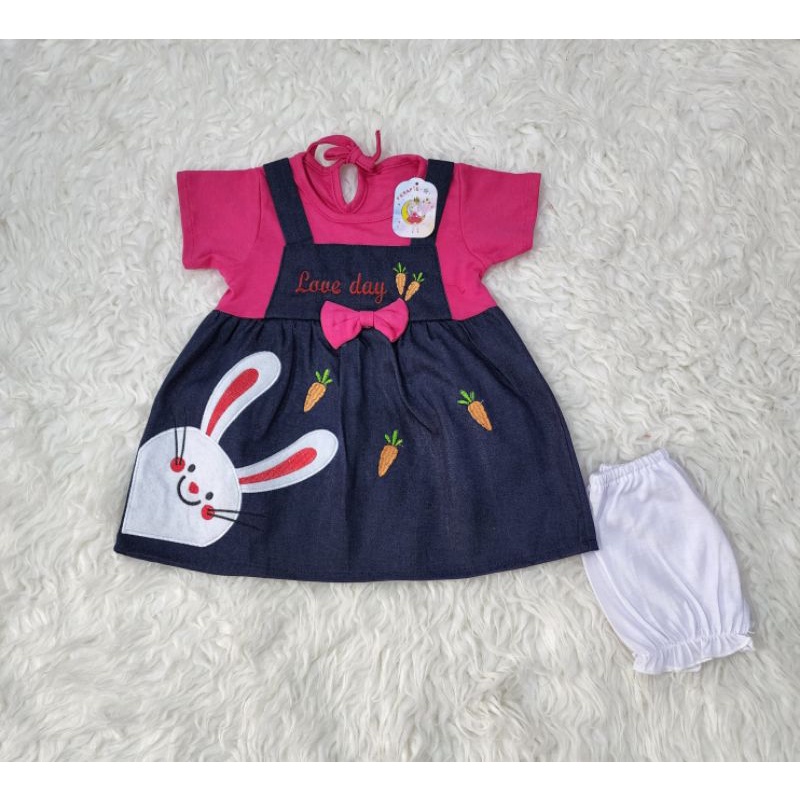 baju bayi perempuan  dress RABBIT DENIM