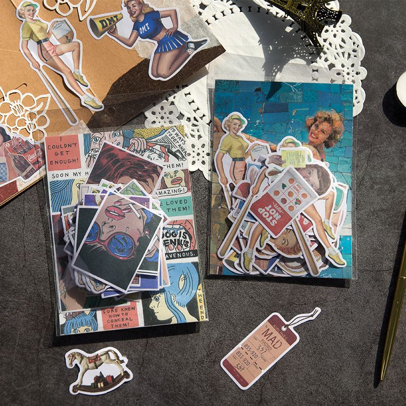 

FD014 -- 60PCS Vintage American Sticker / Journaling Sticker