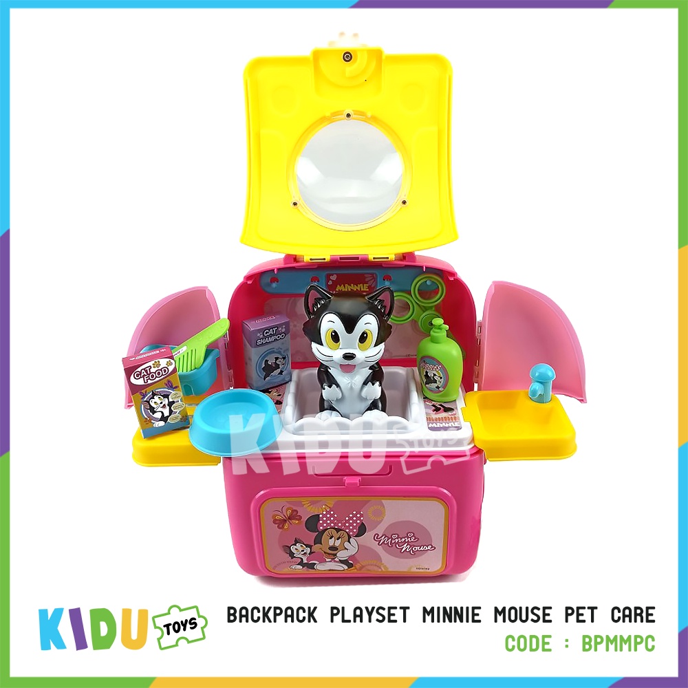 Mainan Tas Punggung Backpack Play Set Mickey Minnie Mouse Pet Tool Box Kidu Toys