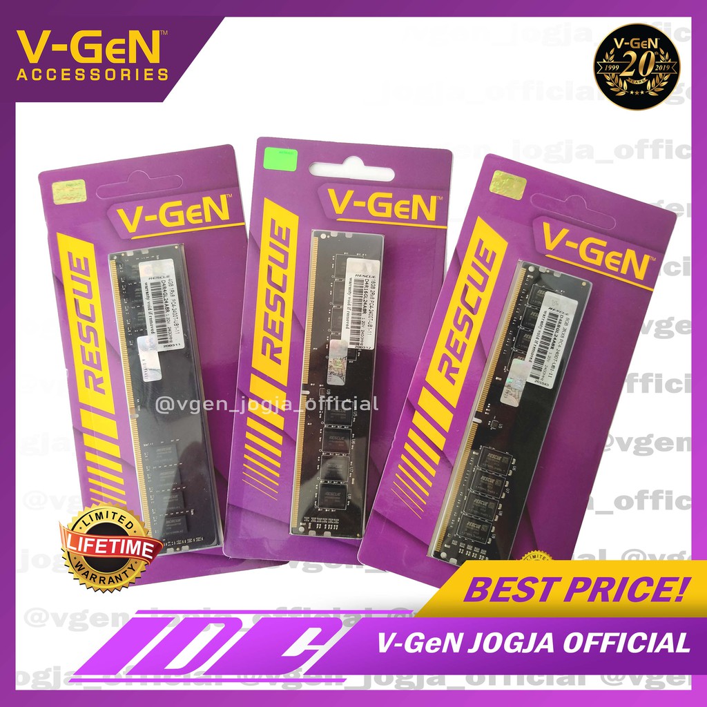 RAM V-GeN RESCUE LONG-DIMM DDR4 PC 19200 4GB - 16 GB GARANSI RESMI