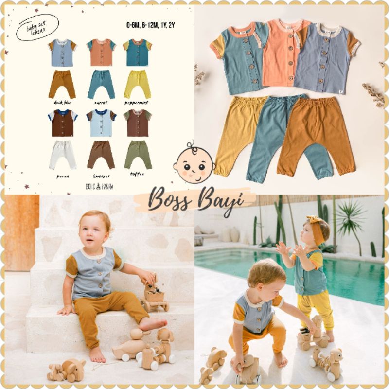 BOHOPANNA - Baby Set Lengan - Setelan Bayi Baju Lengan Pendek Celana Panjang