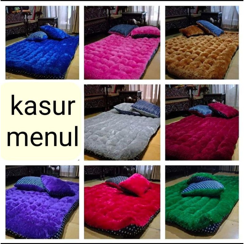 Kasur Menul / kasur Lantai bulu + 2 bantal