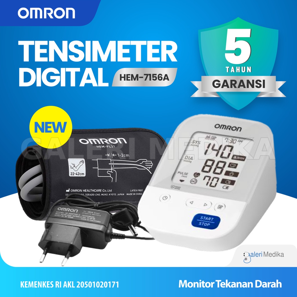 Omron HEM-7156A / HEM7156A / HEM 7156 A Tensimeter Digital Deluxe Plus Adaptor