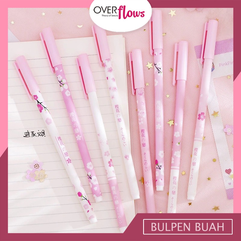 OVERFLOWS.ID BOLPEN FLOWER PULPEN BUNGA SAKURA PINK BOLPOIN LUCU