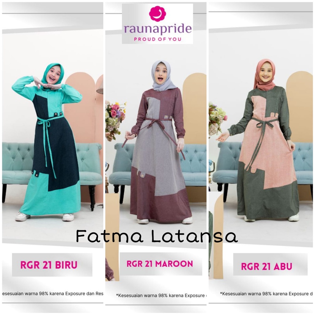 gamis remaja rauna rgr 21 baju remaja / gamis tanggung / dress wanita tanggung / baju anak abu biru 