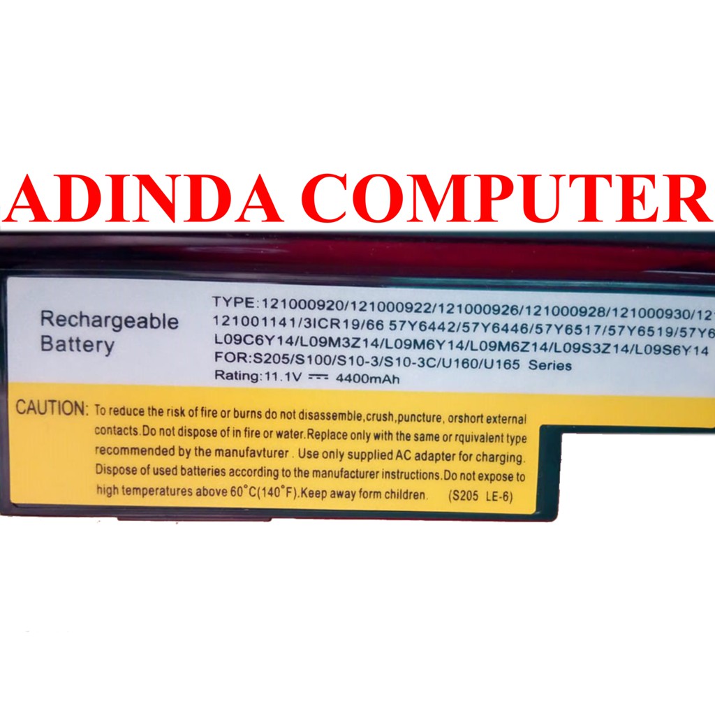 Baterai Lenovo S10-3 S10-3A S10-3S S100 S110 S205 U160 U165