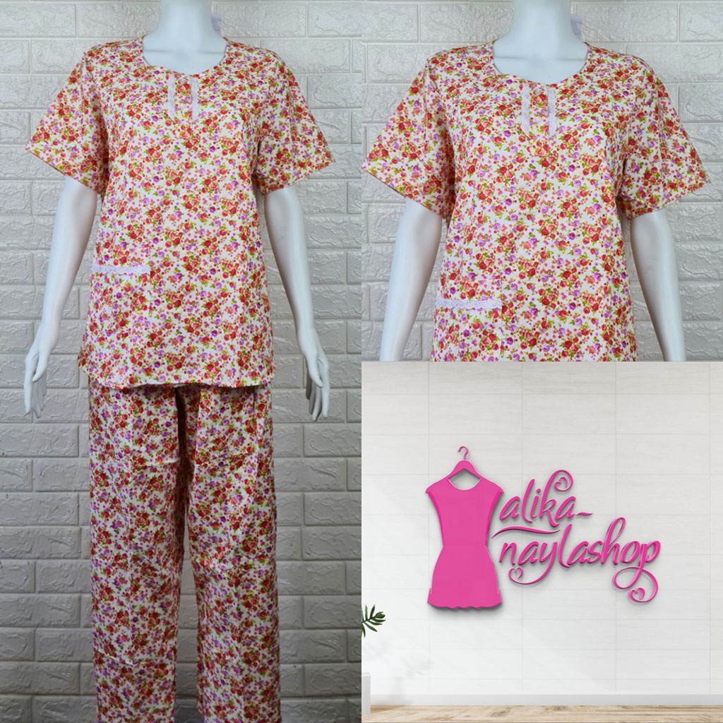 PIYAMA KATUN | HOKI & SHEILA STANDAR | LEBEL ORANGE | BAJU TIDUR | WANITA DEWASA-KODE    F2