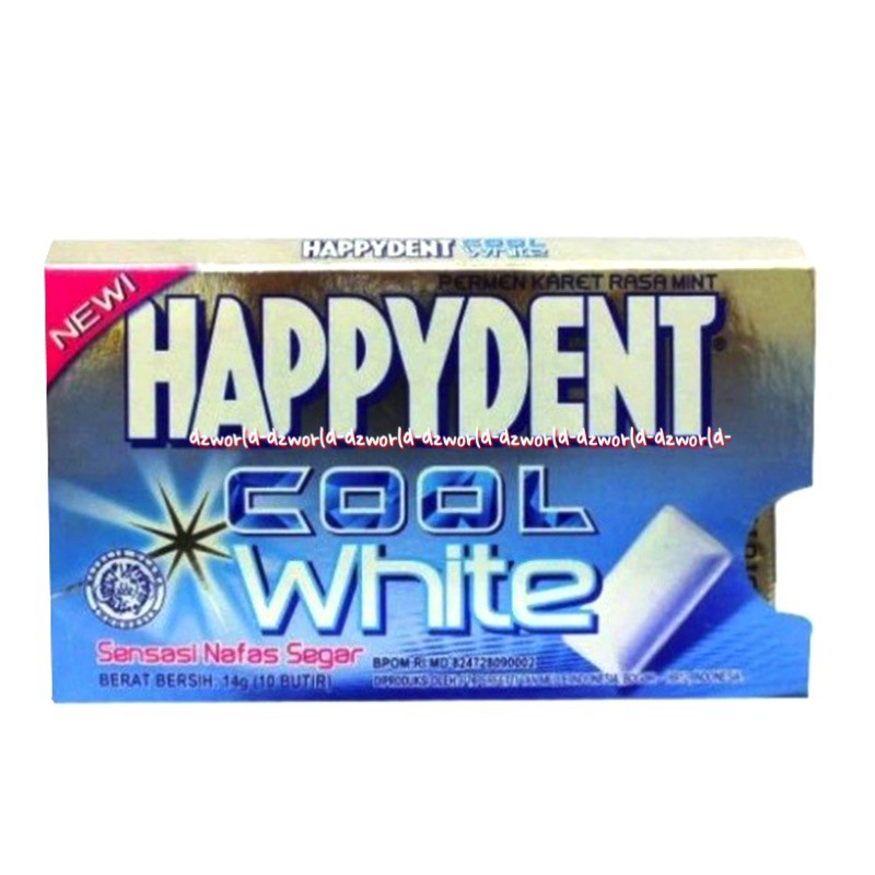 Happydent Cool White 10pcs Permen Karet Rasa Mint Sensasi Nafas Segar Happy Dent