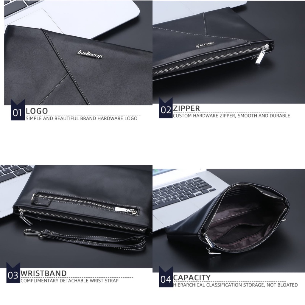 CLUTCH BAG TAS TANGAN PRIA BAELLERRY  WANITA HANDBAG BATAM DISTRO POUCH KULIT HITAM IMPORT ORIGINAL BAHOBA WA564B5 MURAH COWOK KEREN PREMIUM BRANDED KEKINIAN REMAJA FASHION BATAM