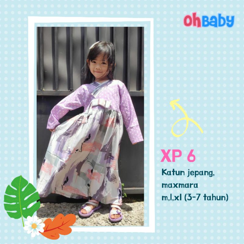 DRESS HANBOK ANAK UNGU MERK OHBABY KODE XP 6 UMUR 3 SAMPAI 7 TAHUN BAHAN MAXMARA KOMBINASI KATUN JEP
