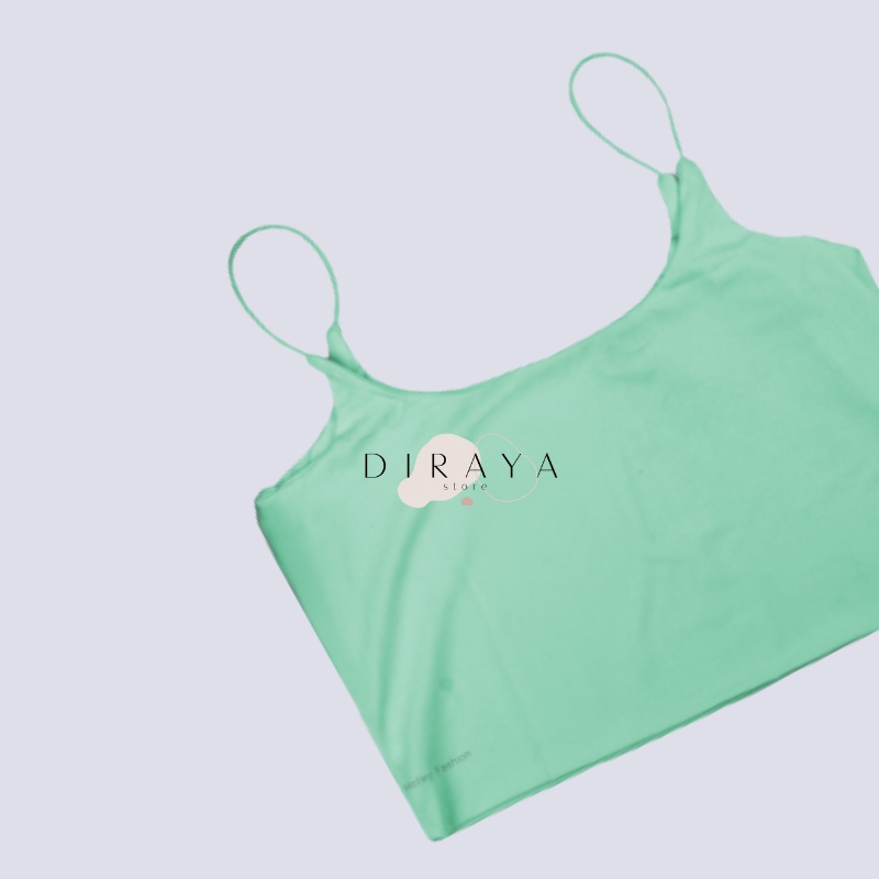 Diraya Tank Top Crop Top U Neck Tali Kecil-Hijau mint