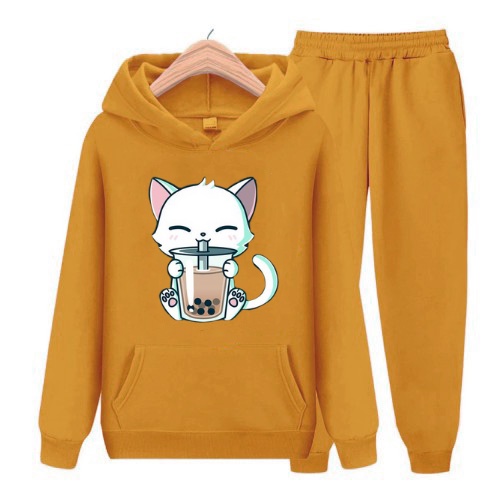 Setelan Anak Cat Boba / Kucing/ Sweater Hoodie Size S, M , XL, XXL