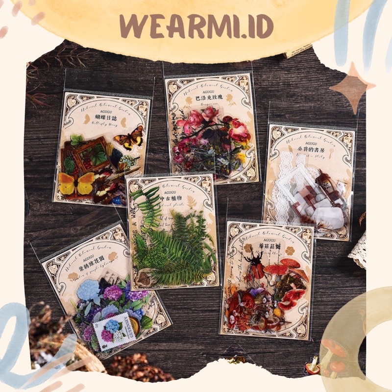 

20 pcs Sticker Pack Aesthetic PET Tanaman Pakit Jamur Flower Kupu Scrapbook Bujo Jurnal DIY Wearmi
