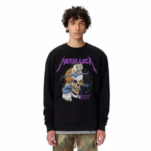 Sweater Crewneck pria METALLICA DAMAGED JUSTICE sweter cowok distro simple unisex