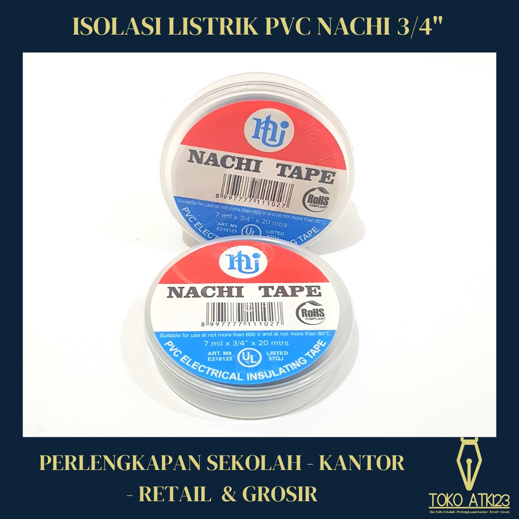 Isolasi Listrik Merk Nachi Roll 7 mil x 3/4&quot; x 20 meter