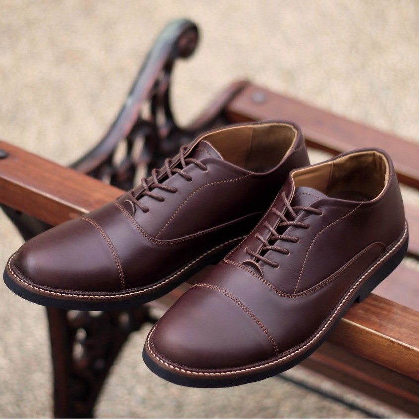 Oxford Brown | Sepatu Kulit Vintage Klasik Pria Cowok Derby Formal Original Footwear | FORIND Kenzio