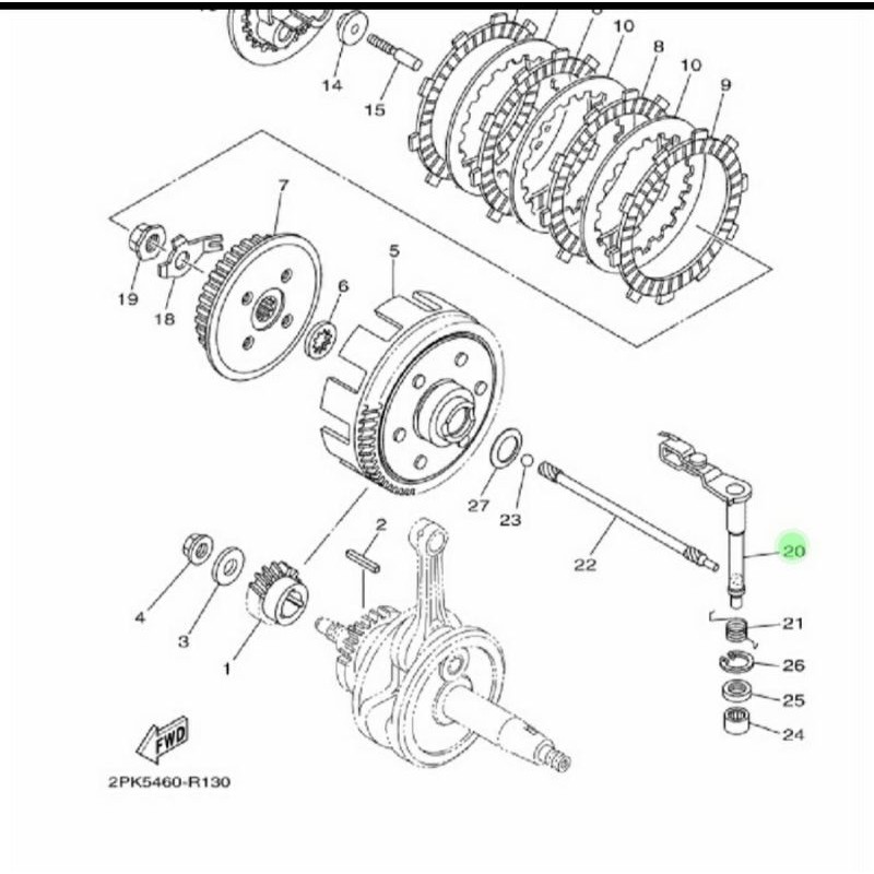 PUSH LEVER AS STUT KOPLING VIXION NVA XABRE ASLI ORI YAMAHA 2TP E6380 00