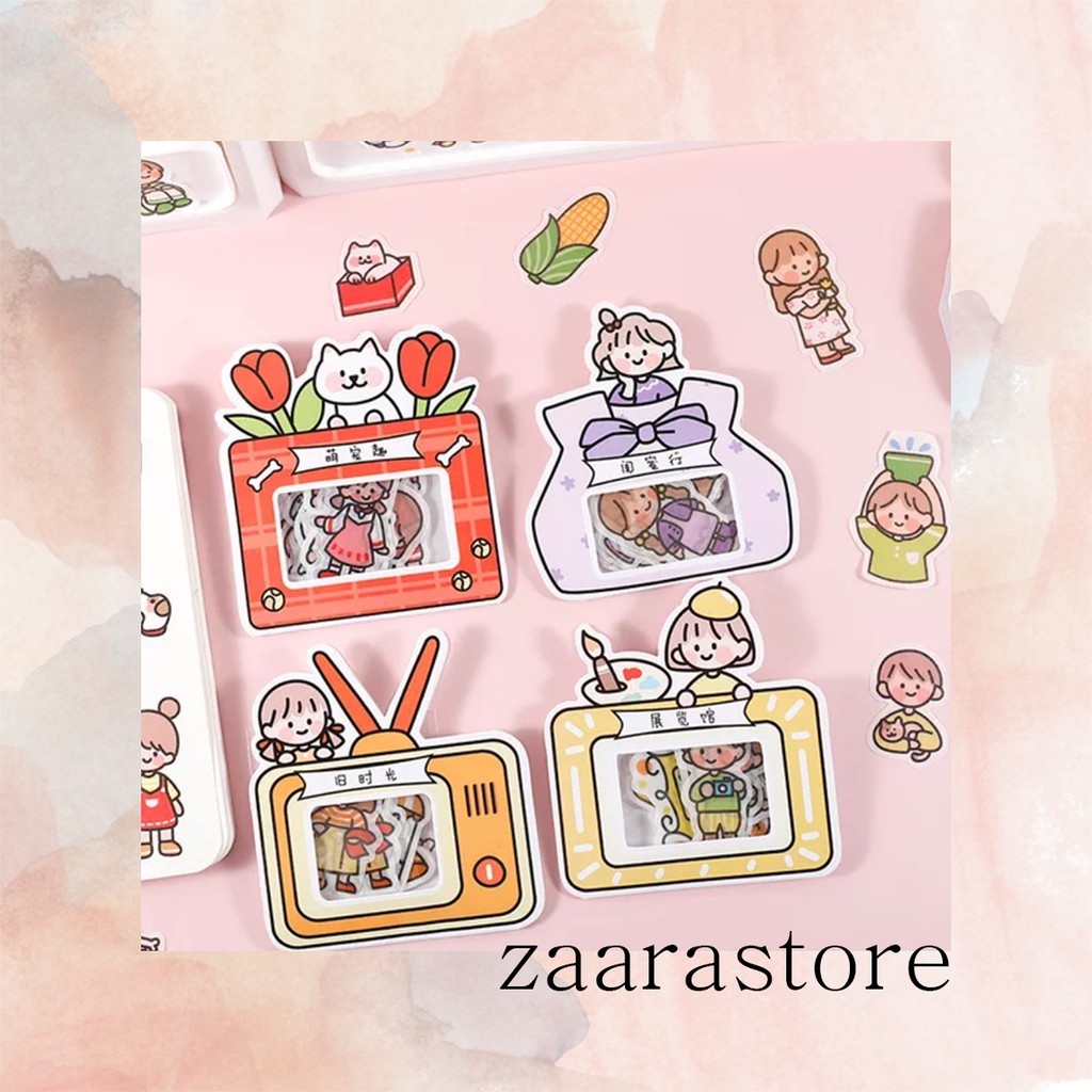 

40 pcs cute girly sticker pack, decorative sticker lucu dan imut berisi 40 pcs sticker dalam 1 pack