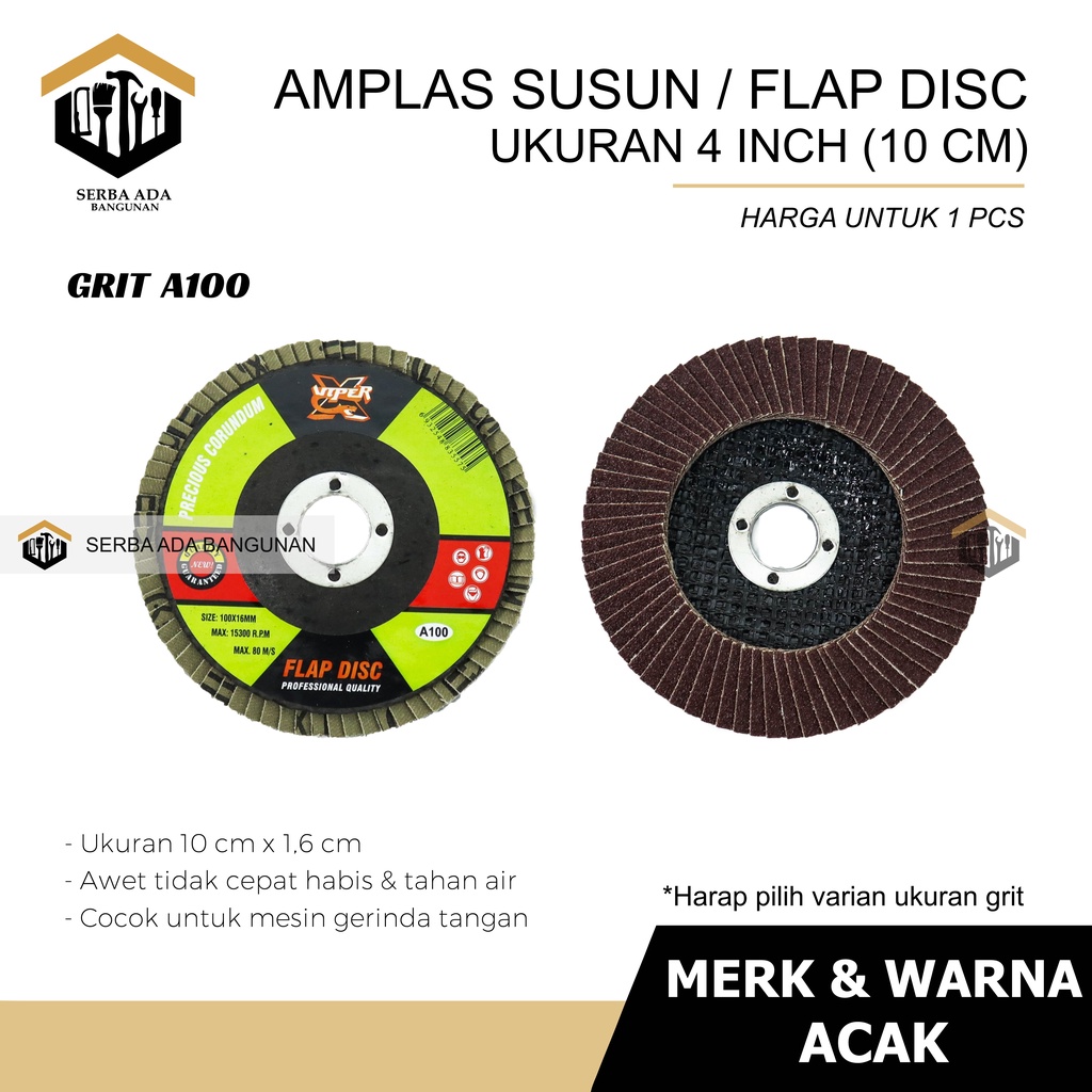 AMPLAS GERINDA / AMPLAS SUSUN / FLAP DISC 4 INCH FLAPDISC SANDING POLISHING TERMURAH