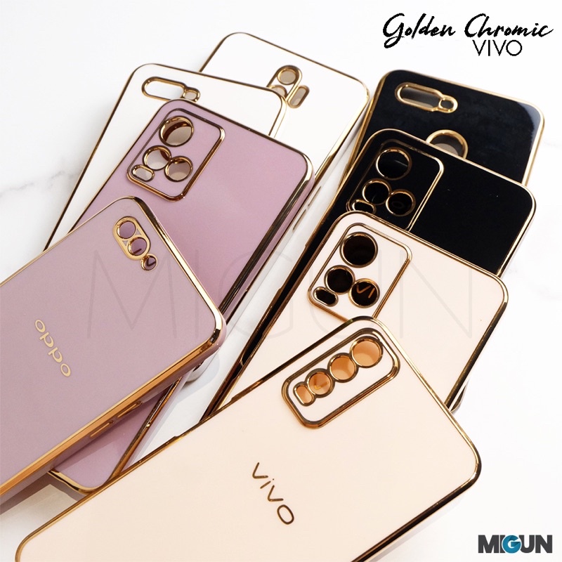 VIVO 6D Golden Chric Case for VIVO Y11 Y12 Y12i Y15 Y17 Y20 Y12S Y20i Y20S Y30 Y50 Y91 Y93 Y95 Y91C Y21/Y21S