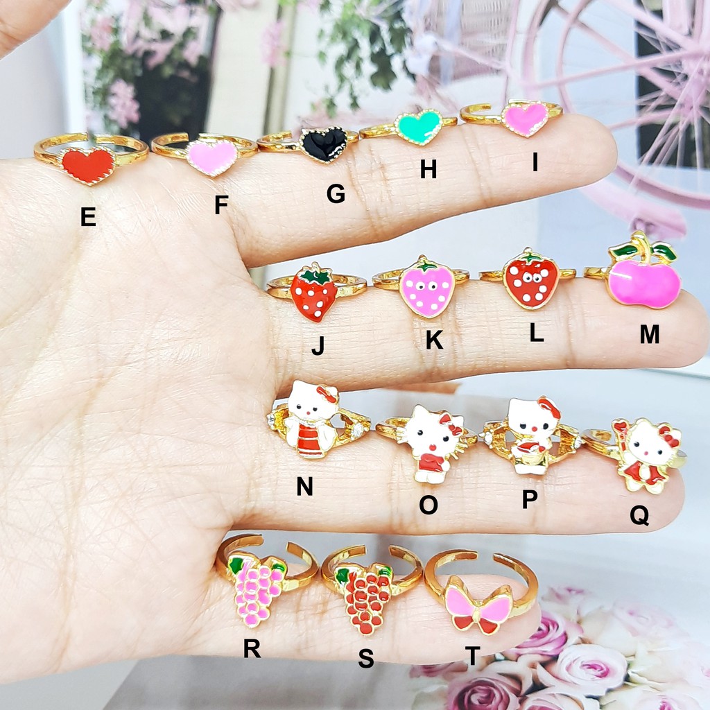 Cincin Xuping Anak Karakter Bunga Kitty Strawberry Emas - BR325