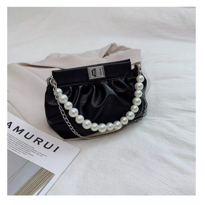 (1 biji) Tali tas Mutiara bw polos