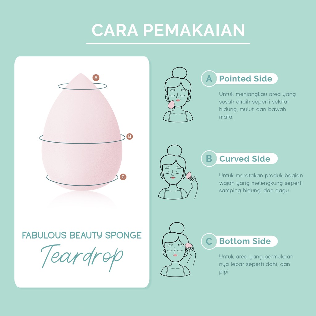 GLAMFIX Fabulous Beauty Sponge _ Beauty Blender Spons Foundation - Teardrop | GLAM FIX Alat Kecantikan Makeup by YOU ORIGINAL