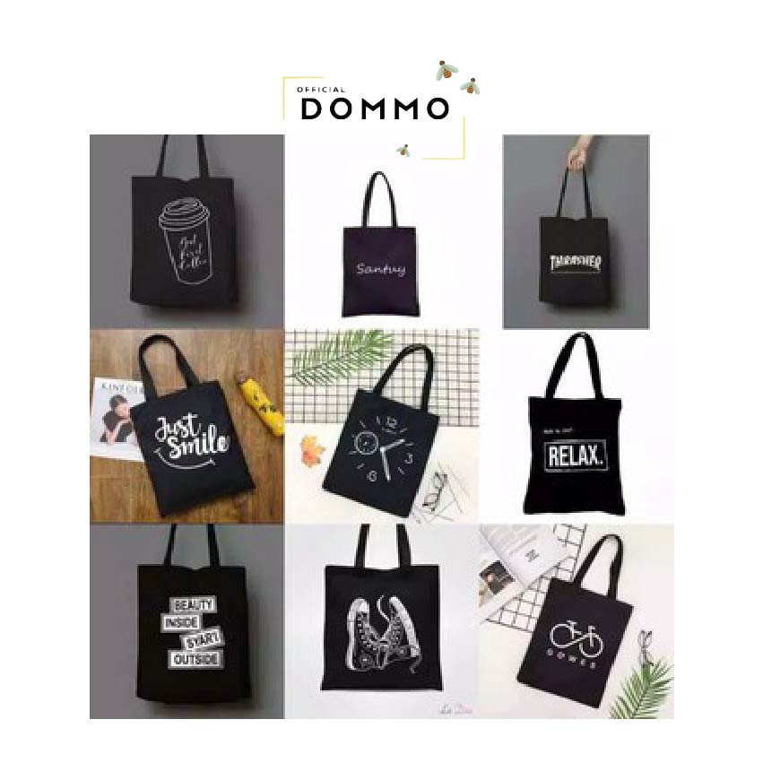 [LOKAL] DOMMO - D1380 Totebag (PAKAI RESLETING) Tote bag GAMBAR UNIK kpop murah wanita custom motif