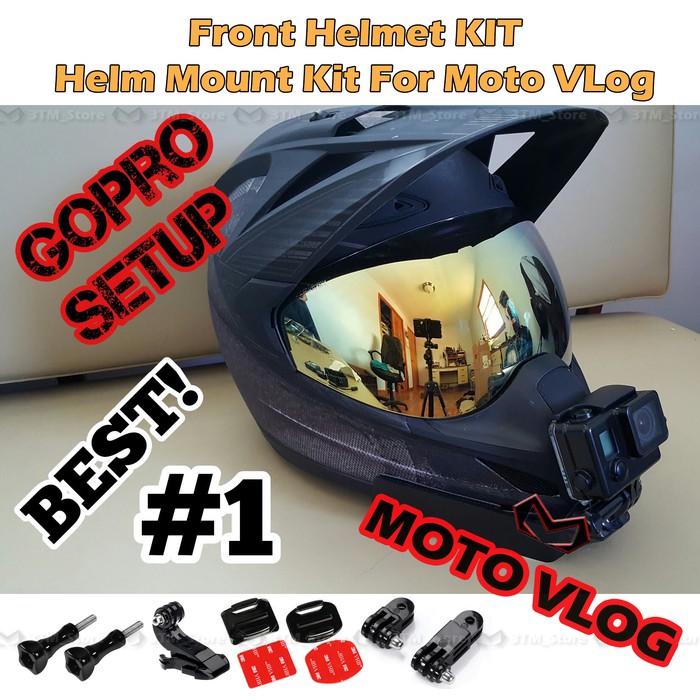 Promo Helm Front Mount Moto Vlog Mounting Front Helmet Kit For Gopro Camera Murah