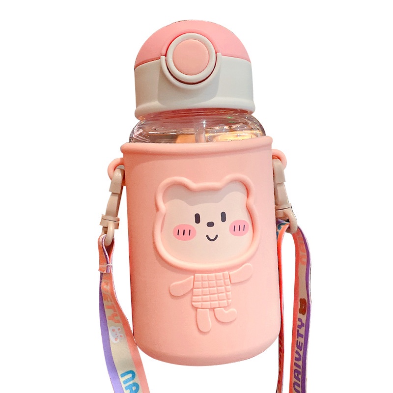 TweedyToys - Yoho Bear Water Bottle Rubber Sleeve / Botol Minum 620ml Tali Anak Lucu