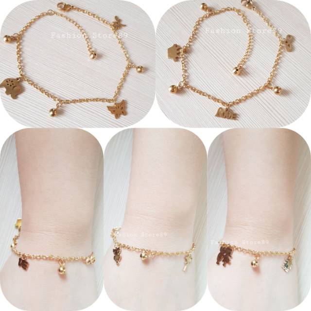 Limited edition gelang tangan kaki motif jurai Titanium Gold Antikarat import /gelang  titanium gold