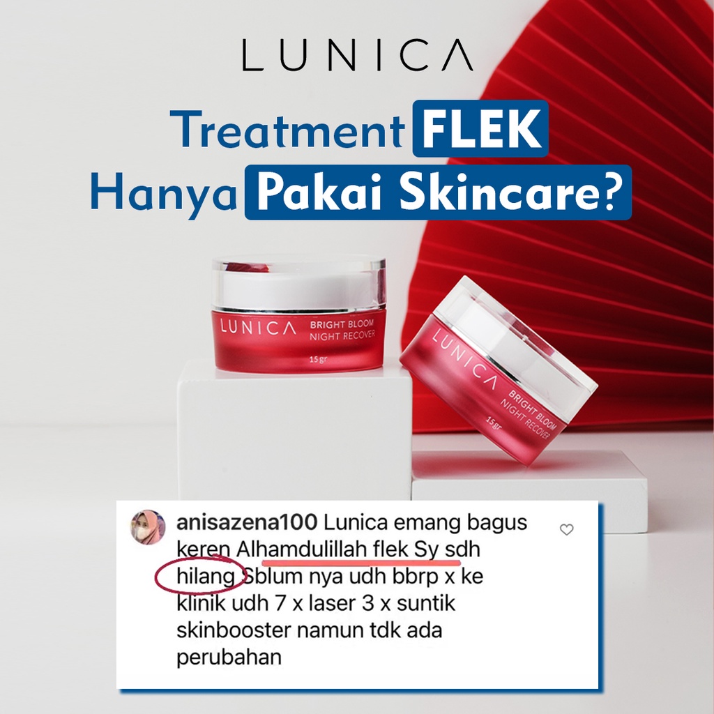 Advanced Nano Cream LUNICA Bright Bloom - Night Recover Menghilangkan Flek Hitam, Melasma, Bekas Jerawat Night Cream BPOM Krim Malam Pemutih Wajah Penghilang Flek Hitam Glowing Ampuh