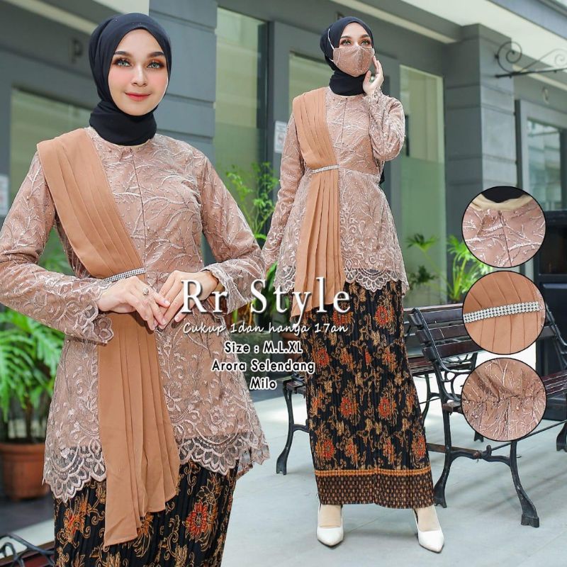 SET KEBAYA AURORA SELENDANG - KEBAYA MODERN - KEBAYA WISUDA - KEBAYA PESTA - ATASAN KEBAYA MODERN - KEBAYA KEKINIAN - KEBAYA BRUKAT - ATASAN KEBAYA BROKAT - SET KEBAYA MODERN - SET KEBAYA - KEBAYA PESTA