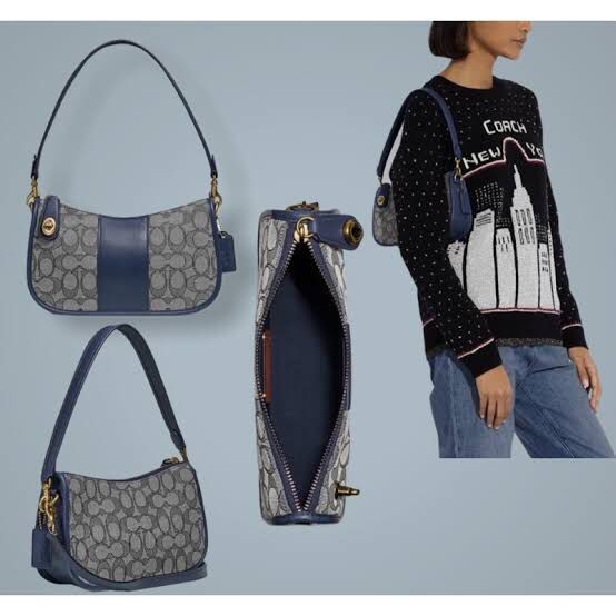 YSZJF   Coach 0721 Swinger Bag In Signature Jacquard - Burgundhy Blk Cherry