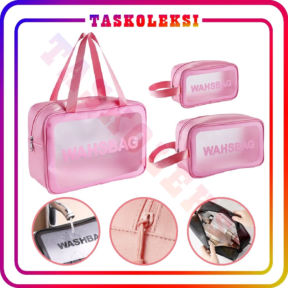 ☛TK☚ R526 Tas Kosmetik Washbag Toiletry - Pouch Make-Up Travel Transparan Waterproof