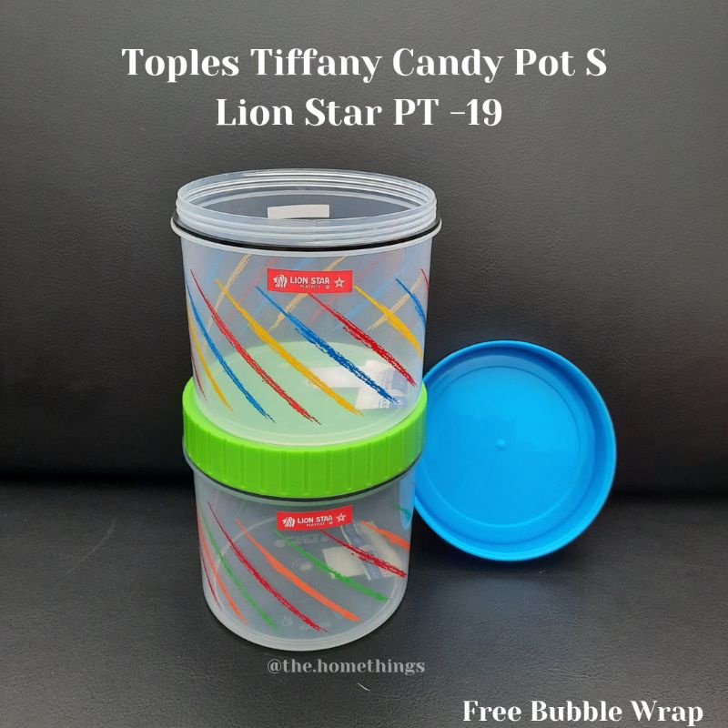 TOPLES TIFFANY CANDY POT LION STAR PT-19 UKURAN S / TOPLES PLASTIK BULAT TUTUP PUTAR DRAT